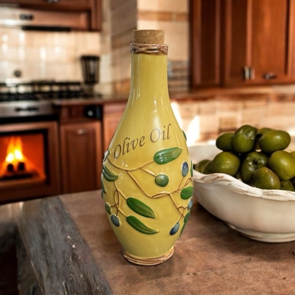 VTG Pacific Rim Hand painted Olive Oil Bottle with olives, leaves. - Picture 4 of 11